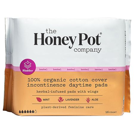 The Honey Pot Non-Herbal Organic Cotton Pads With Wings Regular, 20 Count