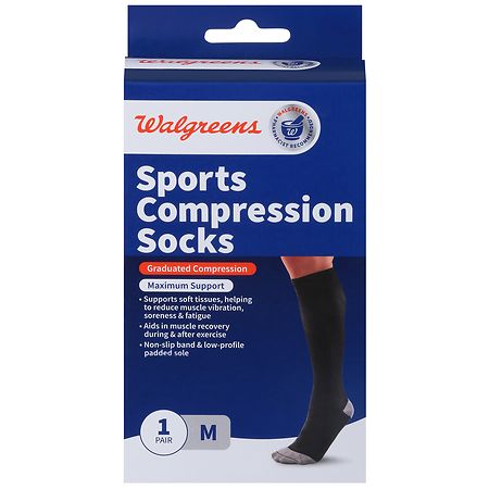 Walgreens Sports Compression Socks Black, Black