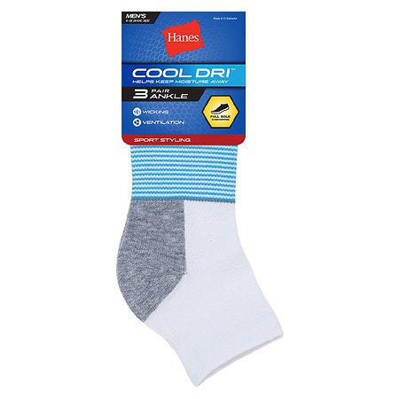 Hanes Men's Cool Dri Ankle Socks White