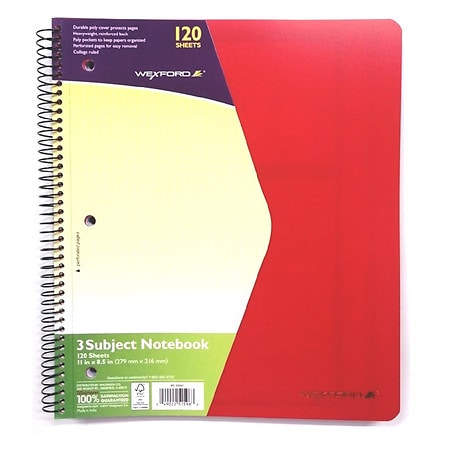 Wexford 3 Subject Notebook 120 Sheet Assortment