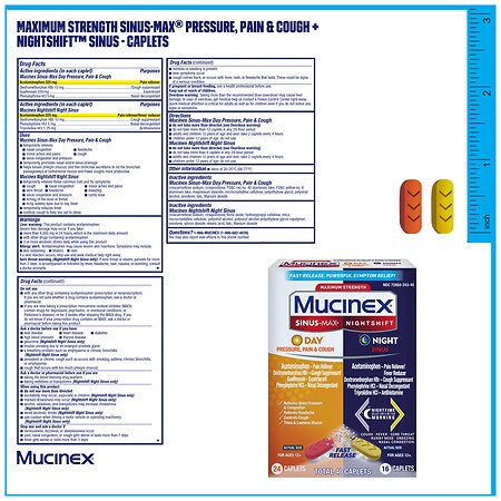 Mucinex SINUS-MAX Pressure, Pain & Cough & Nightshift Sinus Caplets