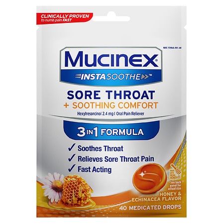 Mucinex InstaSoothe Sore Throat + Soothing Comfort Honey & Echinacea