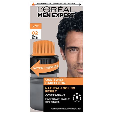 L'Oreal Paris Men's Expert One-Twist Permanent Hair Color Real Black 02