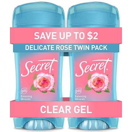 Secret Fresh Clear Gel Antiperspirant and Deodorant for Women Delicate Rose, Twin Pack - 2.6 oz x 2 pack