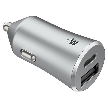 Just Wireless Car Charger 18W-Dual A & C Ports Silver