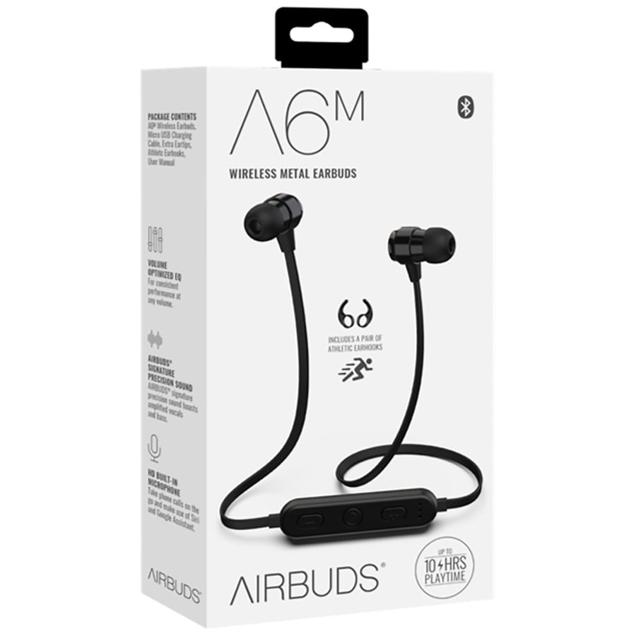 Airbuds A6M Wireless Bluetooth Metal Earbuds, Black | Walgreens