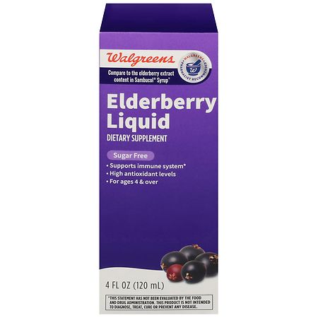 Walgreens Elderberry Liquid Dietary Supplement Sugar Free