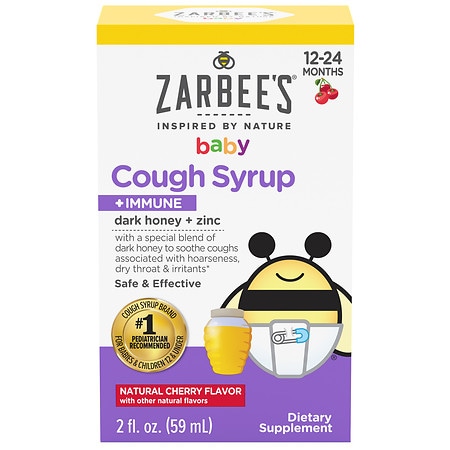 Zarbee's Baby Cough Syrup + Immune with Honey, Natural Cherry Natural Cherry