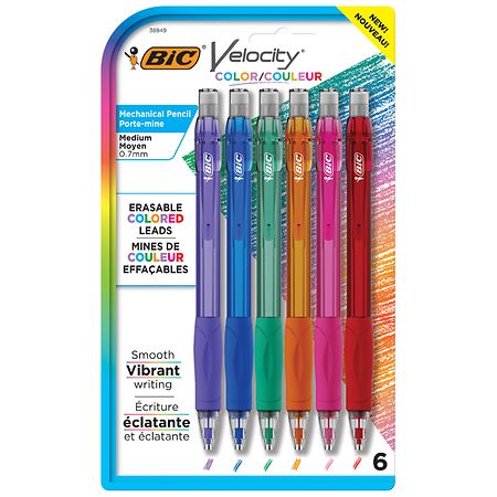 BIC Velocity Mechanical Pencils Refills with Colored Leads Medium Point (0.7 mm) Assorted