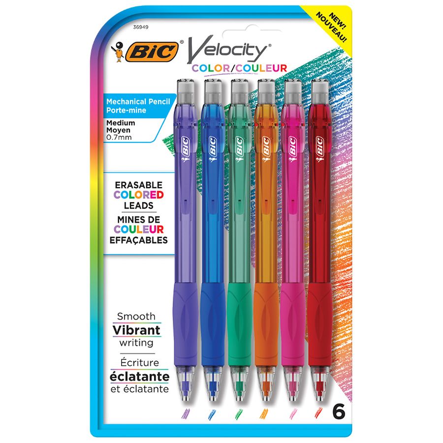 BIC Velocity Mechanical Pencils Refills with Colored Leads Medium Point (0.7  mm) Assorted