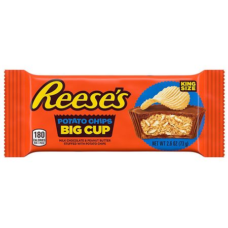 Reese's Big Cup, King Size Candy, Gluten Free Milk Chocolate Peanut Butter  with Potato Chips