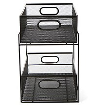 Mind Reader 2 Tier Metal Mesh Storage Baskets Organizer, Silver