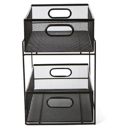  DecoBros 2 Tier Mesh Sliding Cabinet Basket Organizer  Drawer,Silver : Home & Kitchen
