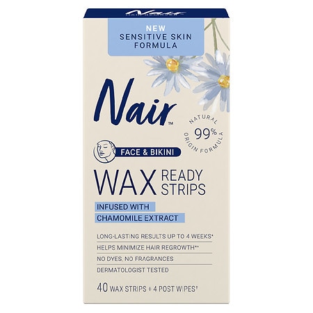 Nair Sensitive Ready Wax Strips, Face & Bikini