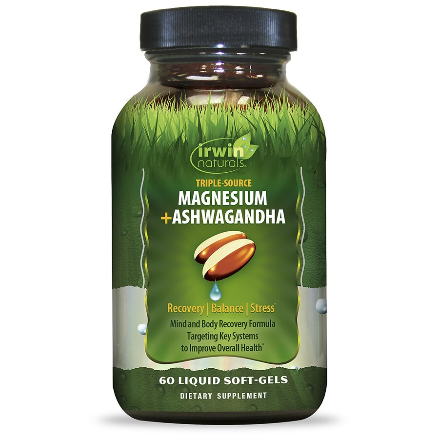 Irwin Naturals Triple Source Magnesium + Ashwagandha Liquid SoftGels