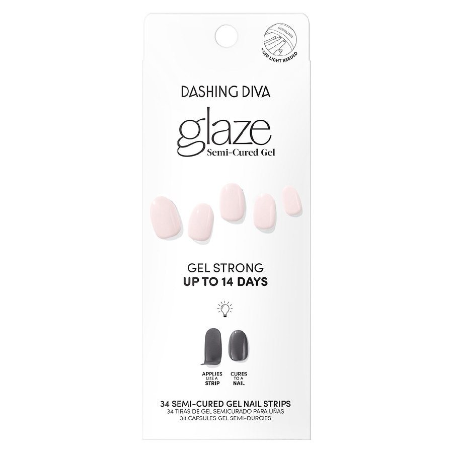 Dashing Diva Glaze Semi-Cured Press-On Gel Nail Strips, Powder Pink |  Walgreens