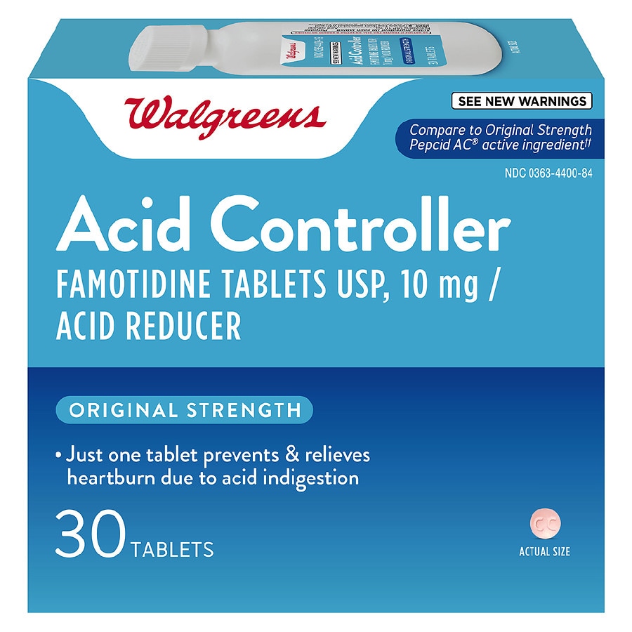 Walgreens Original Strength Acid Controller and Acid Reducer Famotidine Tablets, 10 mg