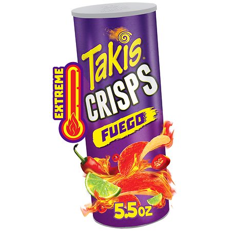 Takis Fuego Chippz 8 oz Sharing Size Bag, Hot Chili Pepper & Lime Thin-Cut  Potato Chips