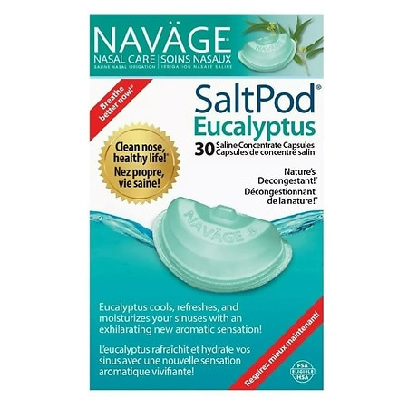 Navage, Nasal Care, Saline Nasal Irrigation, SaltPod Eucalyptus, 30 Saline  Concentrate Capsules