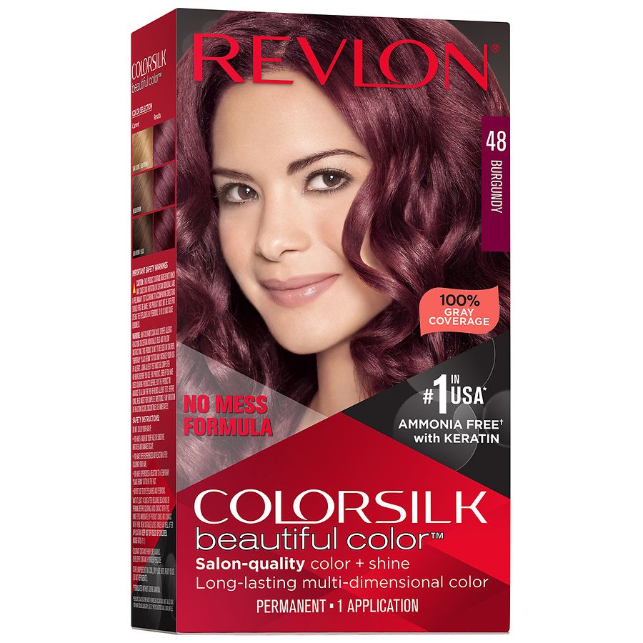 Revlon Colorsilk Beautiful Color, Permanent Hair Dye with Keratin, 100%  Gray Coverage, Ammonia Free, 49 Auburn Brown 