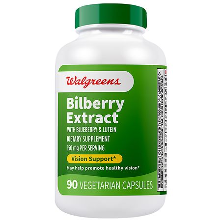 Walgreens Bilberry Extract 150 mg with Blueberry & Lutein Vegetarian Capsules