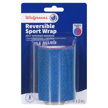 Walgreens Reversible Sport Wrap Self-Adhering Bandage, Red and Blue