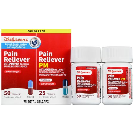 Walgreens Extra Strength Pain Reliever and Extra Strength Pain Reliever PM Combo Pack