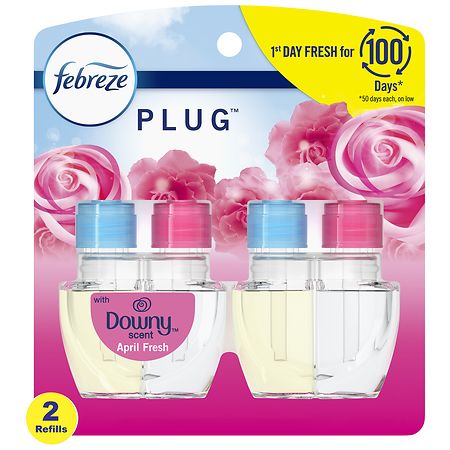 Febreze Plug Scented Oil Refill, with Downy April Fresh Scent - 2 pack, 26 ml refills