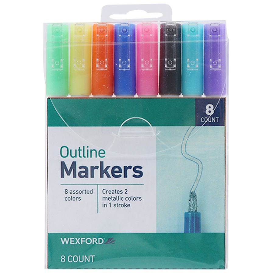 Metallic Outline Markers, 6 Count