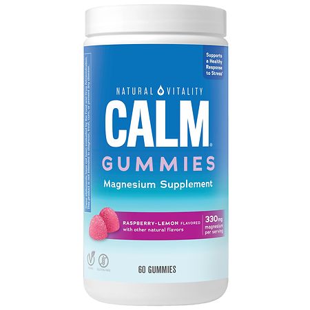 Natural Vitality CALM Gummies Magnesium Supplement Raspberry-Lemon