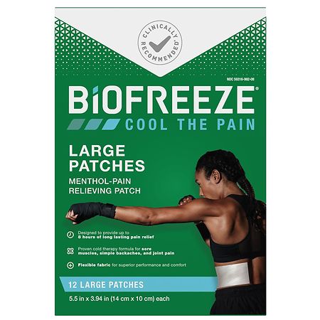 BIOFREEZE Patches, Fast Acting Pain Relief Large