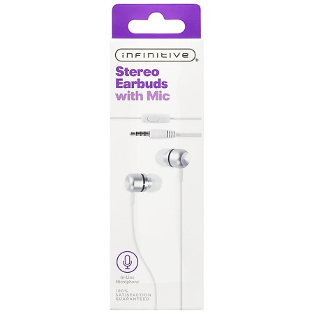 Infinitive Stereo Earbuds with Mic White