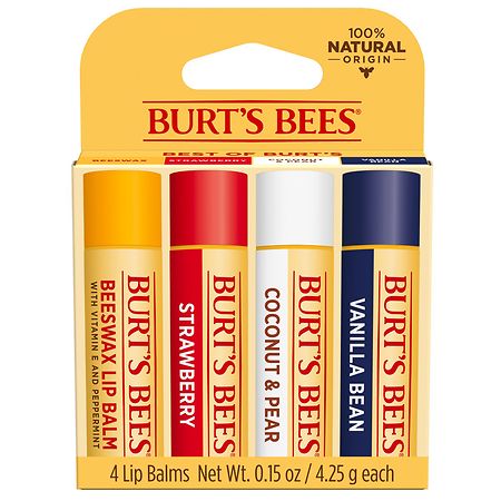 Burt's Bees Best of Burt's Lip Balm Pack Beeswax, Strawberry, Coconut & Pear, Vanilla Bean