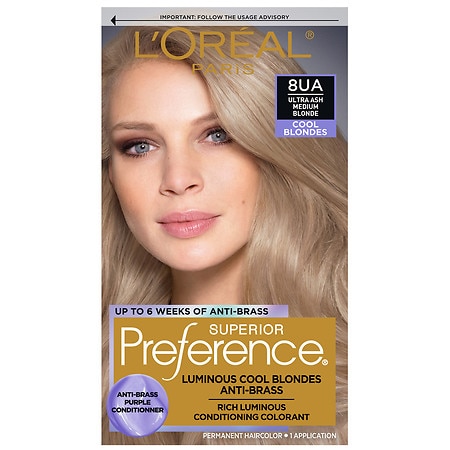 L'Oreal Paris Superior Preference Cool Blonde Hair Color, Ultra Ash Medium  Blonde 8UA | Walgreens