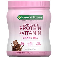  Complete Plant Protein & Vitamin Shake Mix by Nature's Bounty  Optimal Solutions, with Fiber and Probiotics, Plant Based, Decadent  Chocolate, 13 Oz : Health & Household