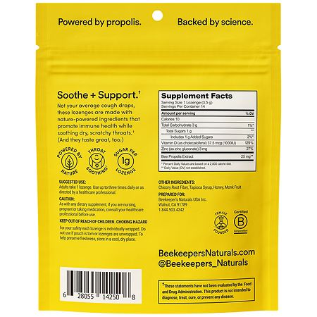 Propolis Soothing Lozenges, 1.7 oz, Beekeeper's Naturals