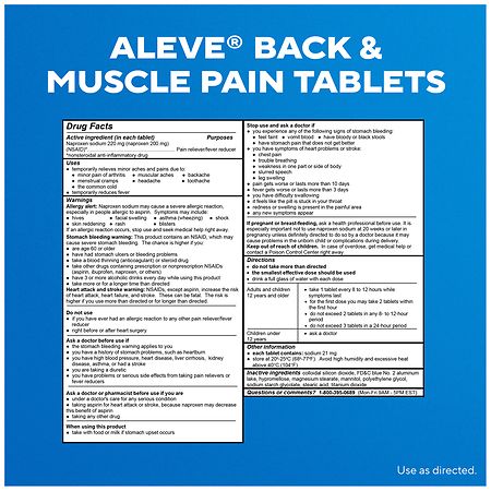 Aleve Back & Muscle Pain Reliever, Fever Reducer, Naproxen Sodium Tablets