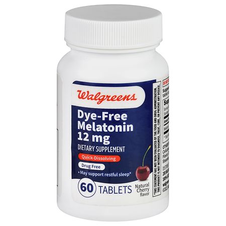 Walgreens Dye-Free Melatonin 12 mg Tablets Cherry