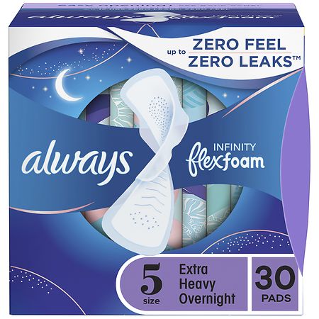 Always Infinity Pads, Size 5 Extra Heavy Overnight, with Wings Unscented, Size 5