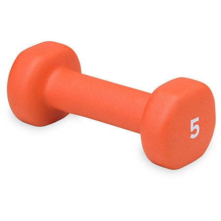 Gaiam Restore Neoprene Hand Weight, Single Weight, 5LB Orange