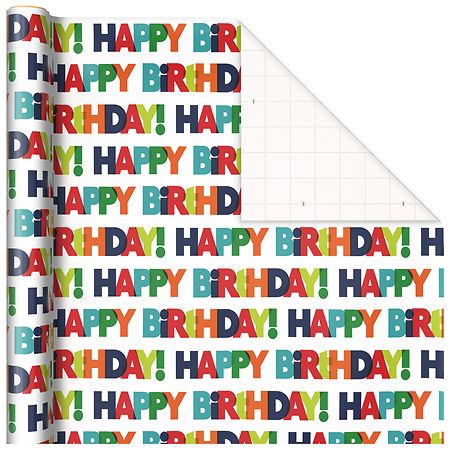 Hallmark Wrapping Paper, Bold Happy Birthday