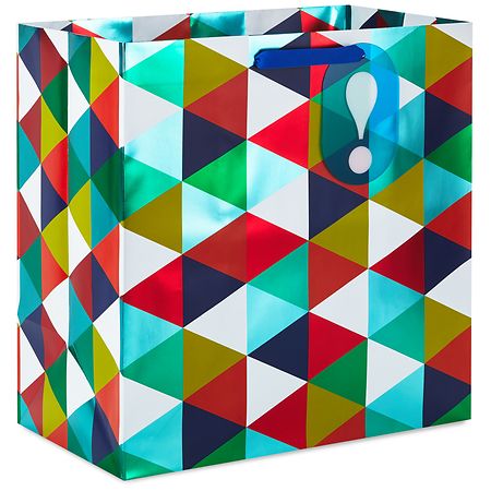 Hallmark Extra-Deep Gift Bag, Triangles Multi-Color