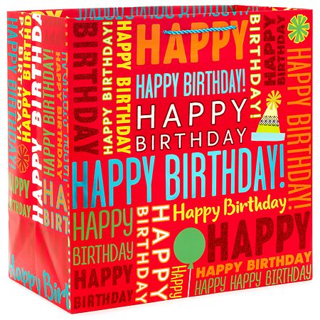 Hallmark Extra-Deep Gift Bag, Happy Birthday Red