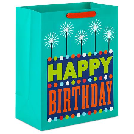 Hallmark Large Gift Bag, Happy Birthday Cake and Candles