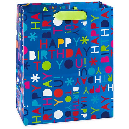 Hallmark Large Birthday Gift Bag with Tissue Paper (Blue Happy Birthday)