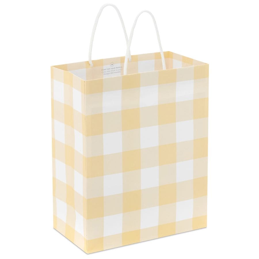 Hallmark Gift Bag, Yellow Gingham Medium | Walgreens