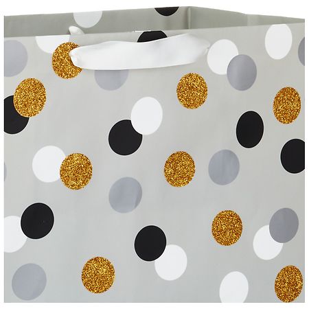 Metallic Gold Hip Dots Plastic Gift Bags, Cub 8x4x10, 25 Pack