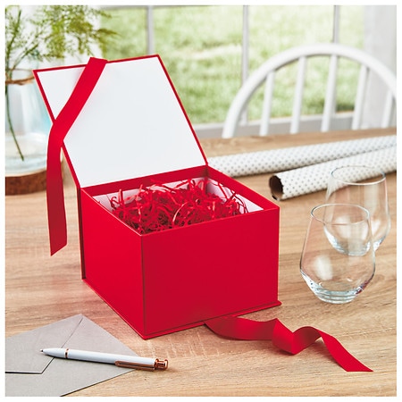 Red Large Gift Box With Shredded Paper Filler