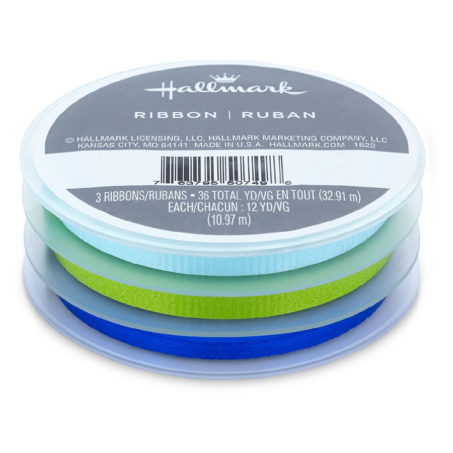 Curly Ribbon 3-Pack, Blue/Aqua/Green