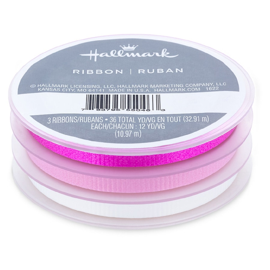 Curly Ribbon 3-Pack, Fuchsia/Pink/White